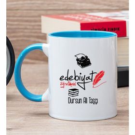 Hediye Dükkanı Kişiye Özel Edebiyat Öğretmeni Mavi Kupa