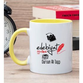 Hediye Dükkanı Kişiye Özel Edebiyat Öğretmeni Sarı Kupa Bardak