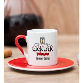 Hediye Dükkanı Kişiye Özel Elektrik Teknisyeni Kırmızı Türk Kahvesi Fincanı