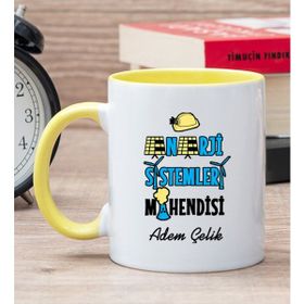 Hediye Dükkanı Kişiye Özel Enerji Sistemleri Mühendisi Sarı Kupa Bardak