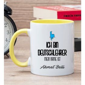 Hediye Dükkanı Kişiye Özel Erkek Almanca Öğretmeni Sarı Kupa Bardak