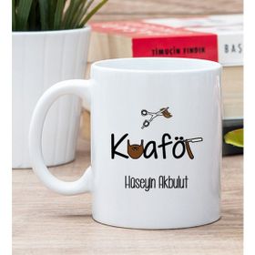Hediye Dükkanı Kişiye Özel Erkek Kuaförü Beyaz Kupa Bardak