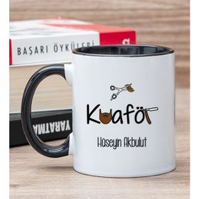 Hediye Dükkanı Kişiye Özel Erkek Kuaförü Siyah Kupa Bardak