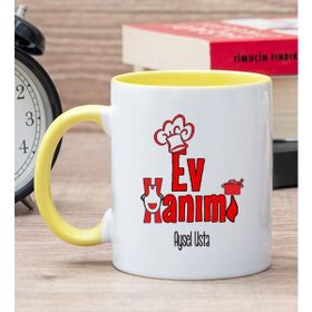 Hediye Dükkanı Kişiye Özel Ev Hanımı Sarı Kupa Bardak