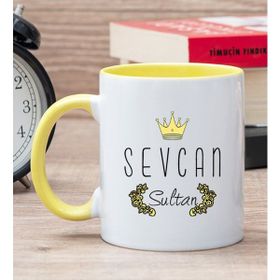 Hediye Dükkanı Kişiye Özel Evimizin Sultanı Baskılı Sarı Kupa Bardak