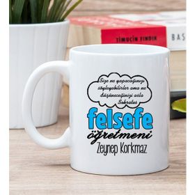 Hediye Dükkanı Kişiye Özel Felsefe Öğretmeni Beyaz Kupa Bardak