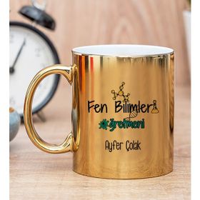 Hediye Dükkanı Kişiye Özel Fen Bilimleri Öğretmeni Gold Kupa Bardak