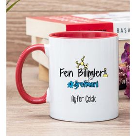 Hediye Dükkanı Kişiye Özel Fen Bilimleri Öğretmeni Kırmızı Kupa