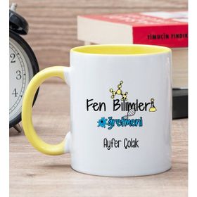 Hediye Dükkanı Kişiye Özel Fen Bilimleri Öğretmeni Sarı Kupa Bardak