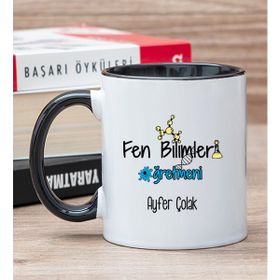 Hediye Dükkanı Kişiye Özel Fen Bilimleri Öğretmeni Siyah Kupa Bardak