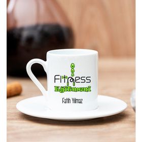 Hediye Dükkanı Kişiye Özel Fitness Eğitmeni Beyaz Türk Kahvesi Fincanı