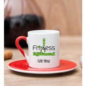 Hediye Dükkanı Kişiye Özel Fitness Eğitmeni Kırmızı Türk Kahvesi Fincanı