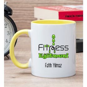 Hediye Dükkanı Kişiye Özel Fitness Eğitmeni Sarı Kupa Bardak