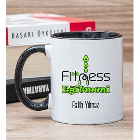 Hediye Dükkanı Kişiye Özel Fitness Eğitmeni Siyah Kupa Bardak