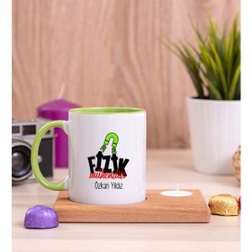Hediye Dükkanı Kişiye Özel Fizik Mühendisi Ahşap Altlıklı Mumlu Yeşil Kupa