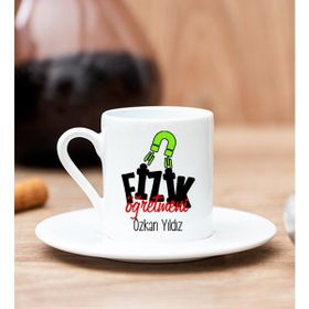 Hediye Dükkanı Kişiye Özel Fizik Öğretmeni Beyaz Türk Kahvesi Fincanı