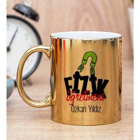 Hediye Dükkanı Kişiye Özel Fizik Öğretmeni Gold Kupa Bardak