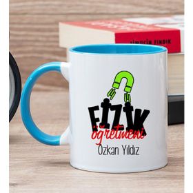 Hediye Dükkanı Kişiye Özel Fizik Öğretmeni Mavi Kupa