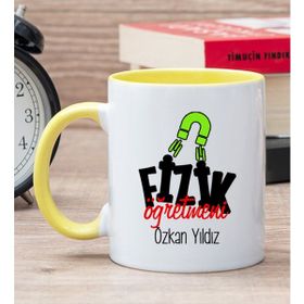 Hediye Dükkanı Kişiye Özel Fizik Öğretmeni Sarı Kupa Bardak