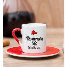 Hediye Dükkanı Kişiye Özel Fizyoterapist Kırmızı Türk Kahvesi Fincanı
