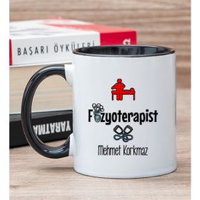 Hediye Dükkanı Kişiye Özel Fizyoterapist Siyah Kupa Bardak