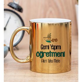 Hediye Dükkanı Kişiye Özel Gemi Yapımı Öğretmeni Gold Kupa Bardak
