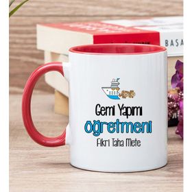 Hediye Dükkanı Kişiye Özel Gemi Yapımı Öğretmeni Kırmızı Kupa