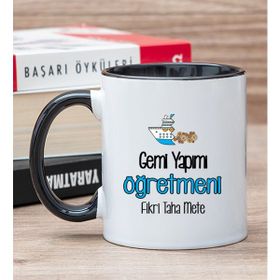 Hediye Dükkanı Kişiye Özel Gemi Yapımı Öğretmeni Siyah Kupa Bardak