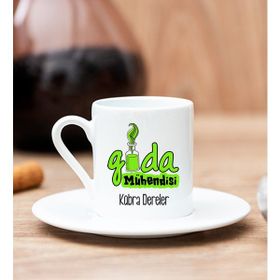 Hediye Dükkanı Kişiye Özel Gıda Mühendisi Beyaz Türk Kahvesi Fincanı