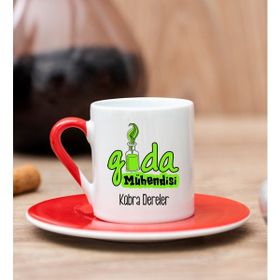 Hediye Dükkanı Kişiye Özel Gıda Mühendisi Kırmızı Türk Kahvesi Fincanı