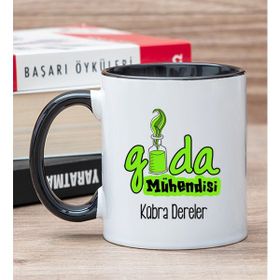 Hediye Dükkanı Kişiye Özel Gıda Mühendisi Siyah Kupa Bardak