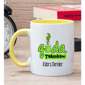 Hediye Dükkanı Kişiye Özel Gıda Teknikeri Sarı Kupa Bardak