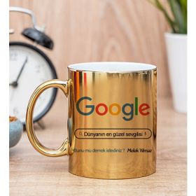 Hediye Dükkanı Kişiye Özel Google Tasarım Esprili Gold Kupa Bardak