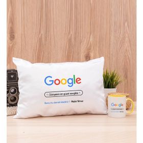 Hediye Dükkanı Kişiye Özel Google Tasarım Esprili Sarı Kupa Bardak ve Dikdörtgen Yastık