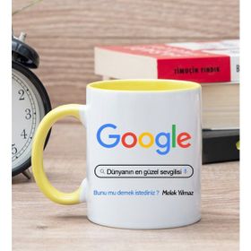 Hediye Dükkanı Kişiye Özel Google Tasarım Esprili Sarı Kupa Bardak