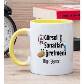 Hediye Dükkanı Kişiye Özel Görsel Sanatlar Öğretmeni Sarı Kupa Bardak
