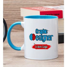 Hediye Dükkanı Kişiye Özel Grafiker Mavi Kupa