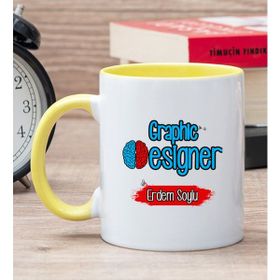 Hediye Dükkanı Kişiye Özel Grafiker Sarı Kupa Bardak
