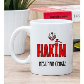 Hediye Dükkanı Kişiye Özel Hakim Beyaz Kupa Bardak