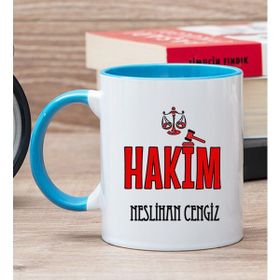 Hediye Dükkanı Kişiye Özel Hakim Mavi Kupa