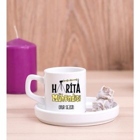 Hediye Dükkanı Kişiye Özel Harita Mühendisi Concept Türk Kahvesi Fincanı
