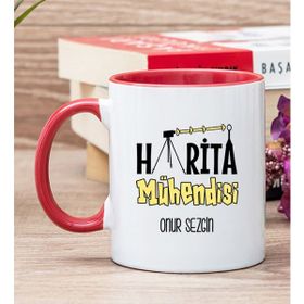 Hediye Dükkanı Kişiye Özel Harita Mühendisi Kırmızı Kupa