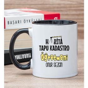 Hediye Dükkanı Kişiye Özel Harita Tapu Kadastro Öğretmeni Beyaz Kupa Bardak