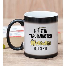 Hediye Dükkanı Kişiye Özel Harita Tapu Kadastro Öğretmeni Sihirli Kupa Bardak