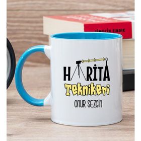 Hediye Dükkanı Kişiye Özel Harita Teknikeri Mavi Kupa