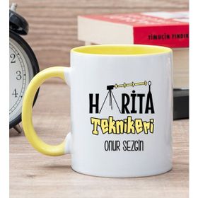 Hediye Dükkanı Kişiye Özel Harita Teknikeri Sarı Kupa Bardak