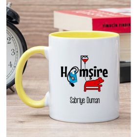 Hediye Dükkanı Kişiye Özel Hemşire Sarı Kupa Bardak