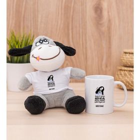 Hediye Dükkanı Kişiye Özel Herkes Delirdi Tasarım Esprili Beyaz Kupa Bardak ve Peluş Eşek