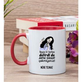 Hediye Dükkanı Kişiye Özel Herkes Delirdi Tasarım Esprili Kırmızı Kupa Bardak