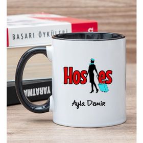 Hediye Dükkanı Kişiye Özel Hostes Siyah Kupa Bardak
